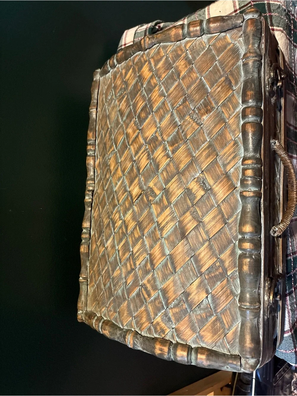 Woven Rattan Vintage Decorative Storage Box - Brown with Patina